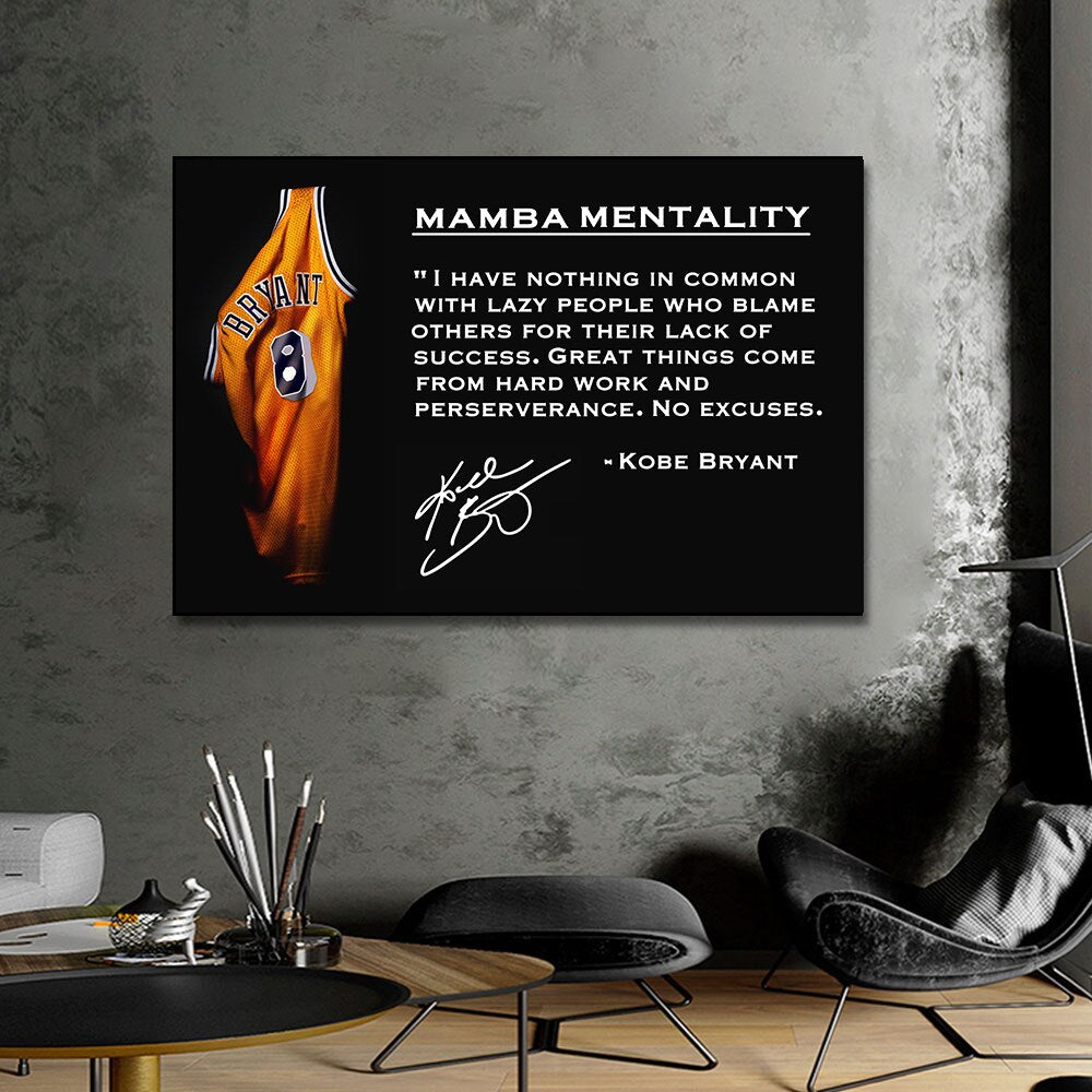 Kobe Bryant Jersey Motivational Canvas Art