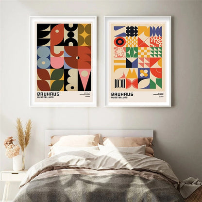 Abstract Geometry Bauhaus Colorful Canvas Art