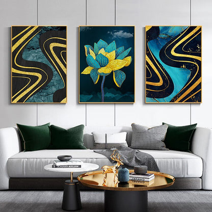 Turquoise Flower Abstract Canvas Art