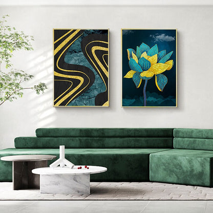 Turquoise Flower Abstract Canvas Art