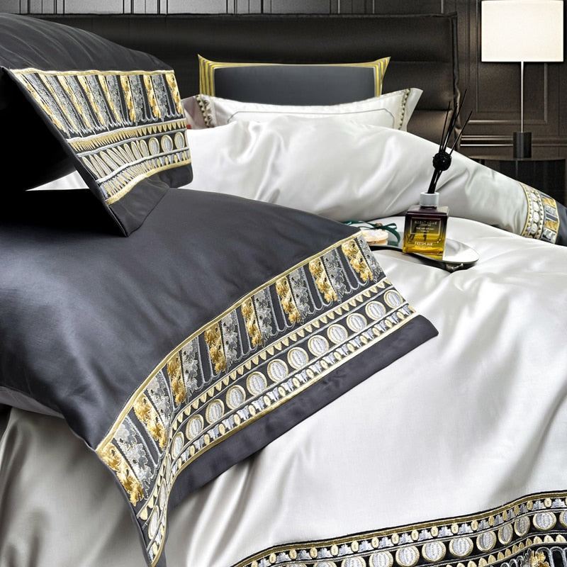 Charles Luxurious Silk Jacquard Duvet Cover Bedding Set