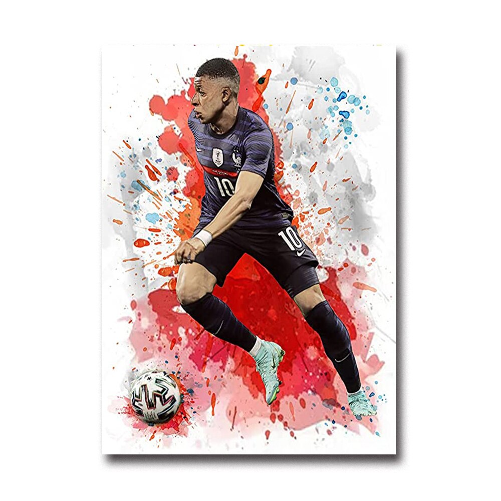 Watercolor Soccer Star Football Wall Art Canvas