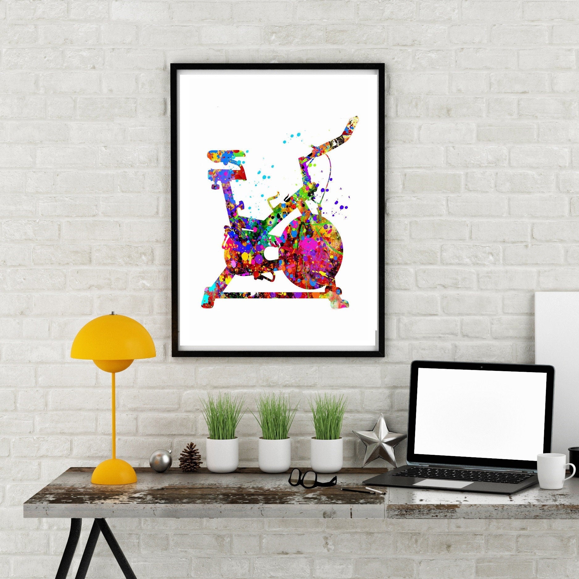 Exercise Bike Watercolor Gym Canvas Art