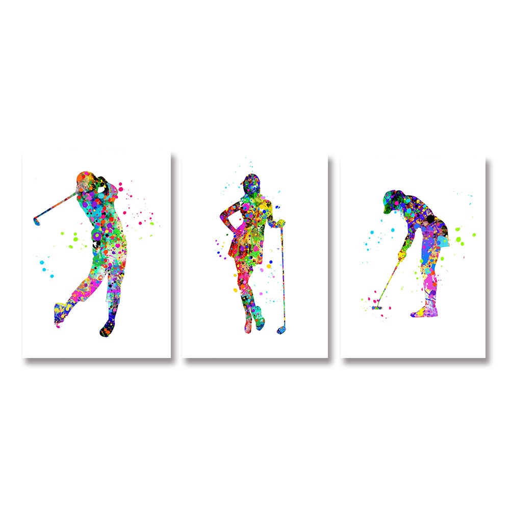 Woman Golf Watercolor Canvas