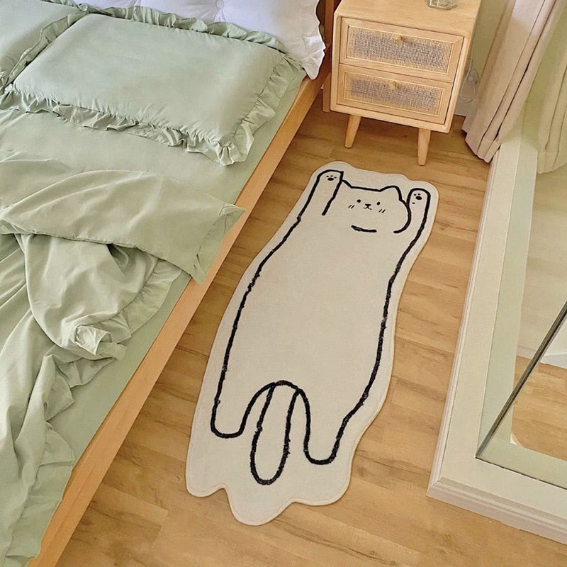 Cute Cat Black and White Rug