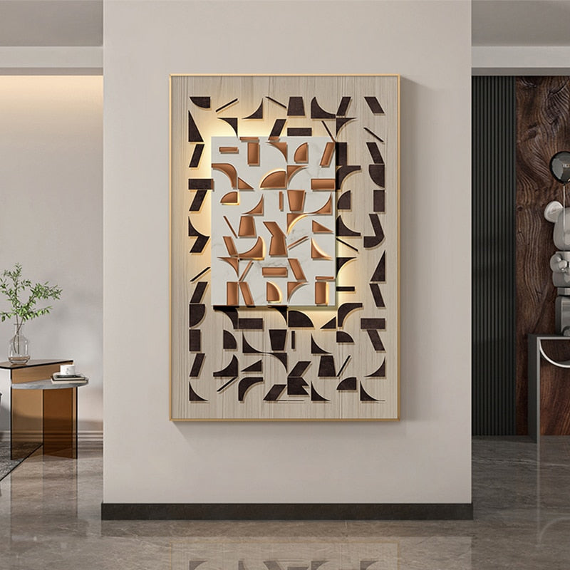 Abstract Wood Geometric Pattern Canvas Art