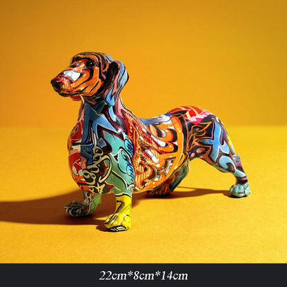 Graffiti Dachshund Resin Statue