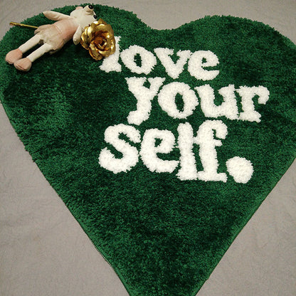 Green Heart Love Yourself Rug