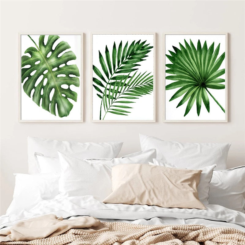 Tropical Green Monstera Leaf Canvas Art