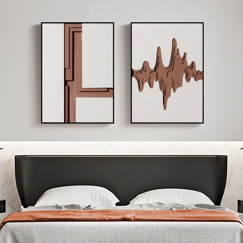 Abstract Brown 3D Painting Canvas Art