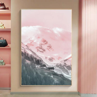 Pink Snow Mountain Canvas Art