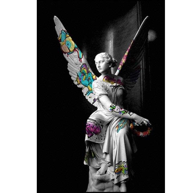 Greek Statue Graffiti Canvas Art