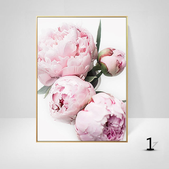 Pink Peony Flower Wall Art Canvas