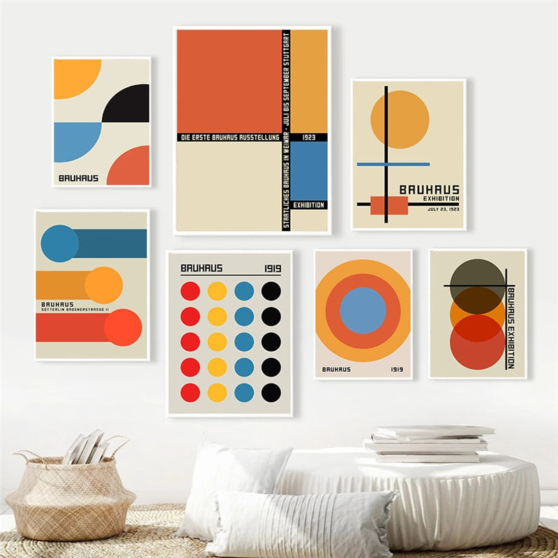 Abstract Bauhaus Geometric Wall Art Canvas