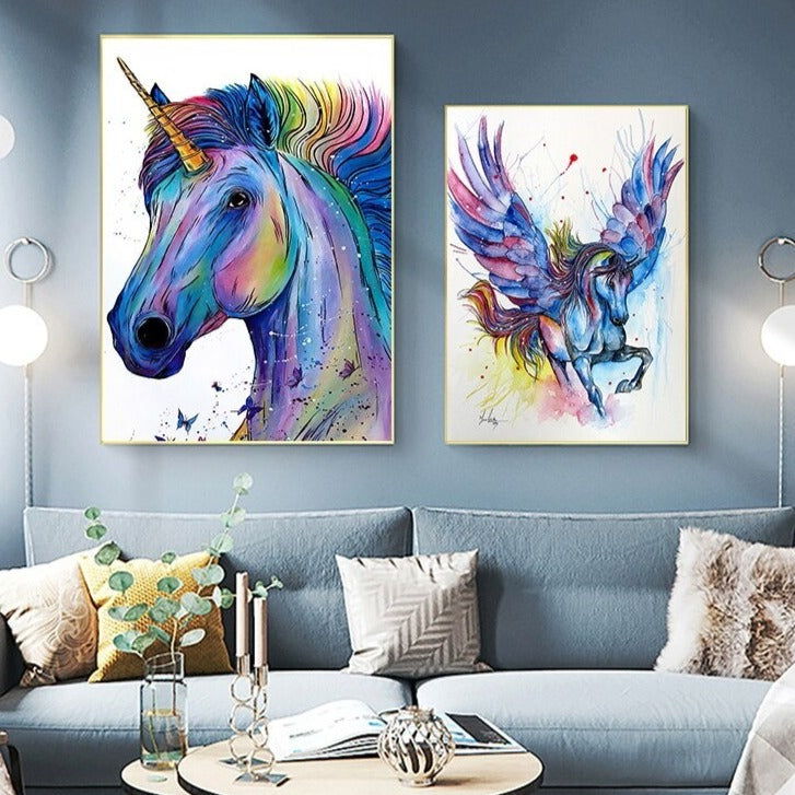 Colorful Unicorn Pegasus Canvas Art