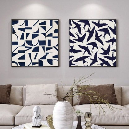 Minimalist Abstract Navy White Bird Canvas Art