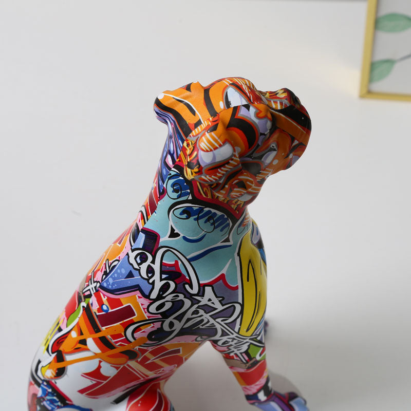 Graffiti Boxer Dog Resin Statue