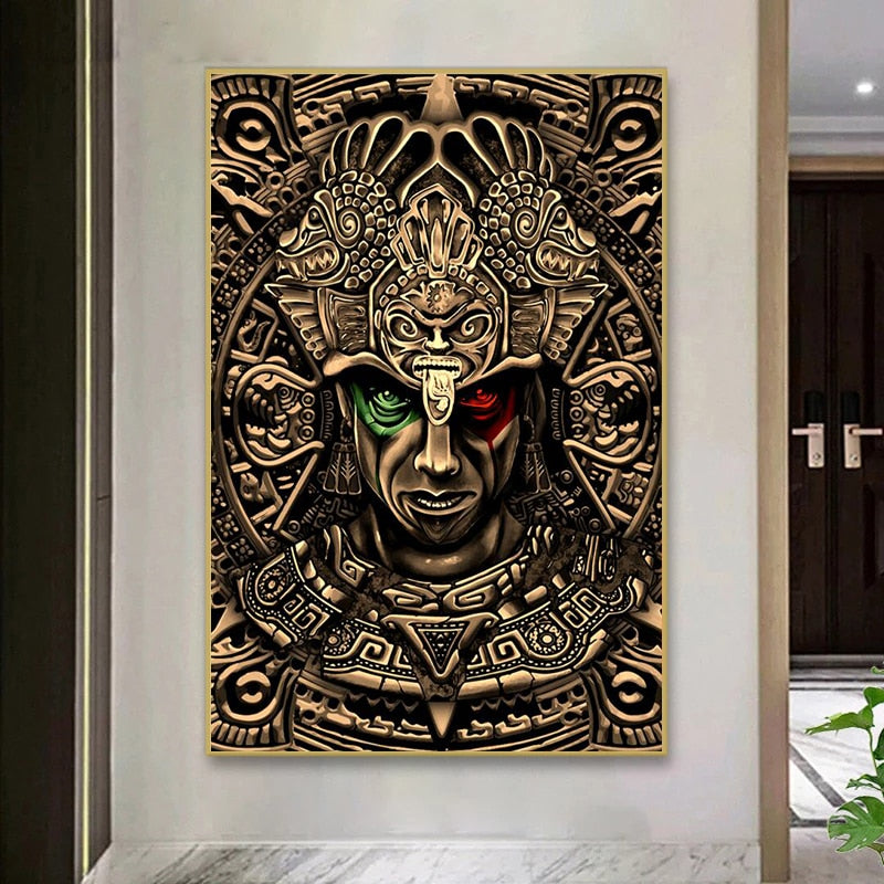 Bronze Aztec Canvas Art