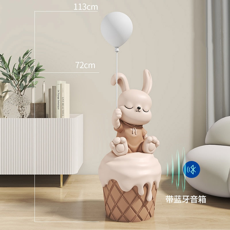 Cute Bunny Statue with Light and Bluetooth Speaker