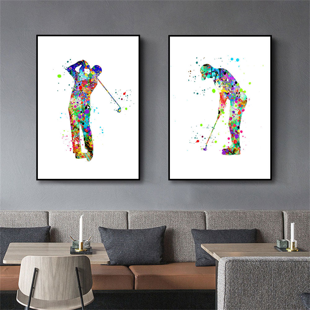 Man Golf Watercolor Canvas