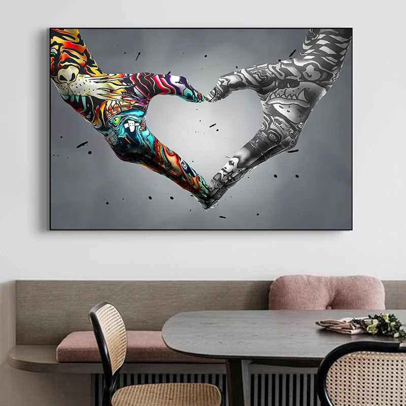 Abstract Graffiti Heart Hand Canvas Art