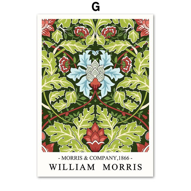 William Morris Plant Leaf Bird Botanical Wall Art Canvas