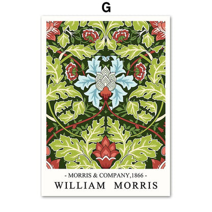 William Morris Plant Leaf Bird Botanical Wall Art Canvas