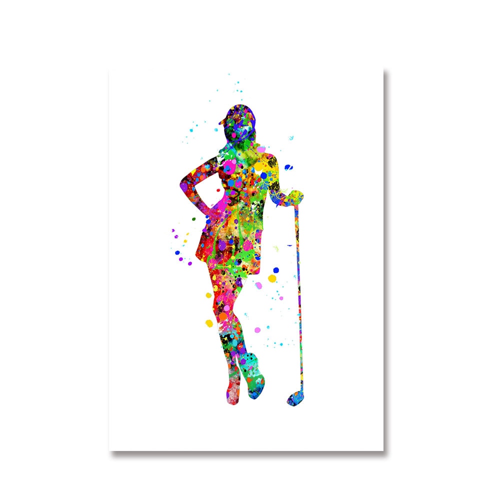 Woman Golf Watercolor Canvas