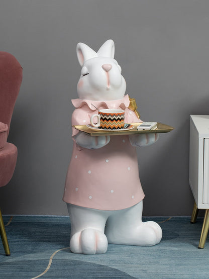 Rabbit Butler with Tray Large Statue