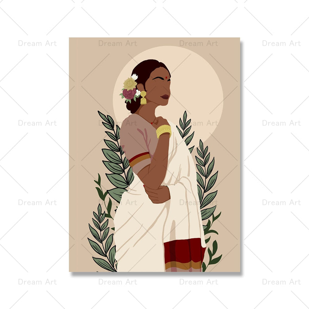 Indian Woman Wall Art Canvas