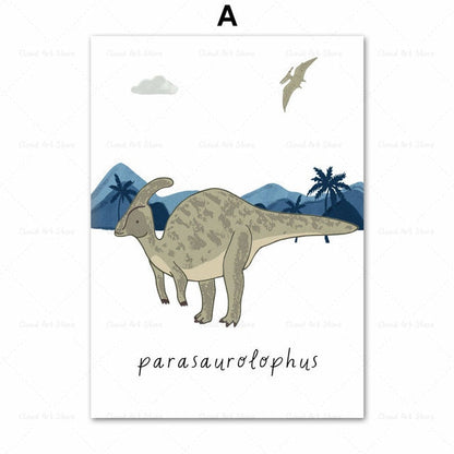 Dinosaur Kids Baby Boy's Room Wall Art Canvas