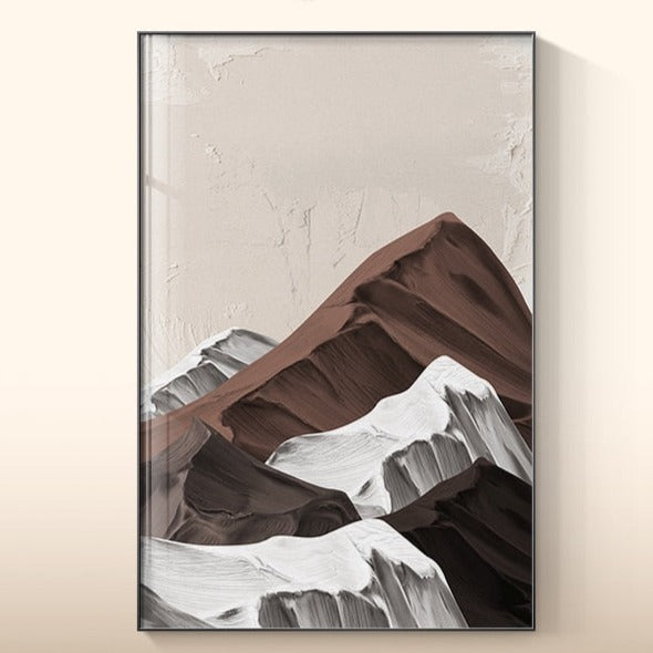 Abstract Brown Gray Mountains Canvas Art