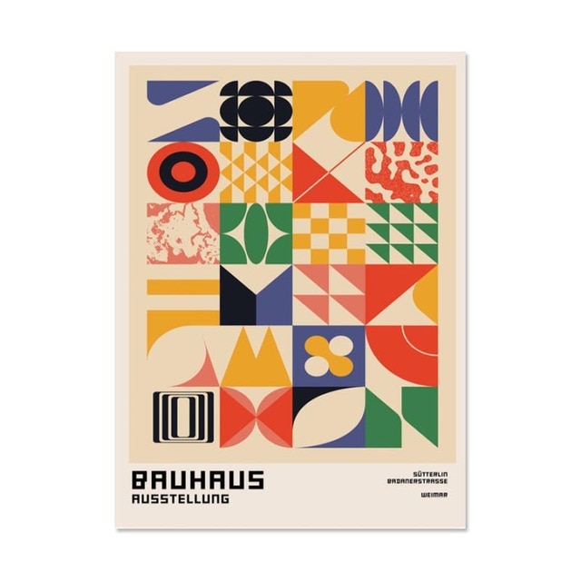 Abstract Geometry Bauhaus Colorful Canvas Art