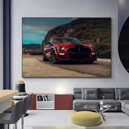 Fords Mustang Shelby GT500 Red Car Canvas Art