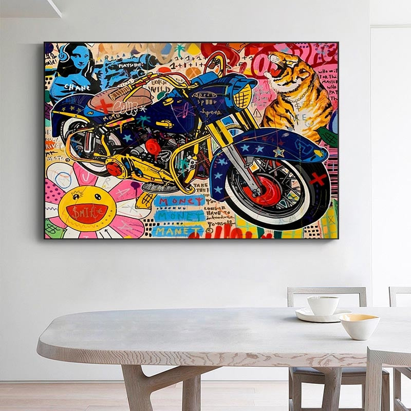 Graffiti Motorcycle Canvas Art