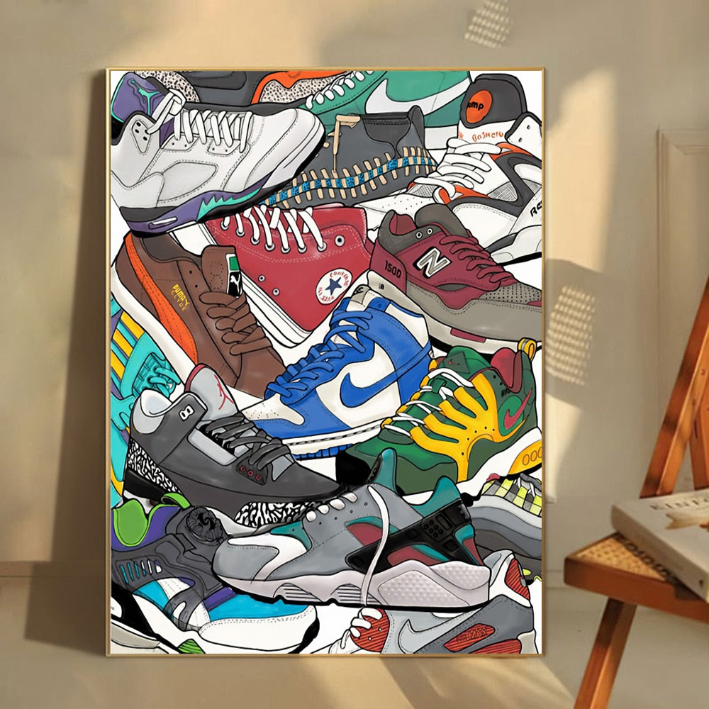 Basketball Shoes Sneakers Wall Art Canvas