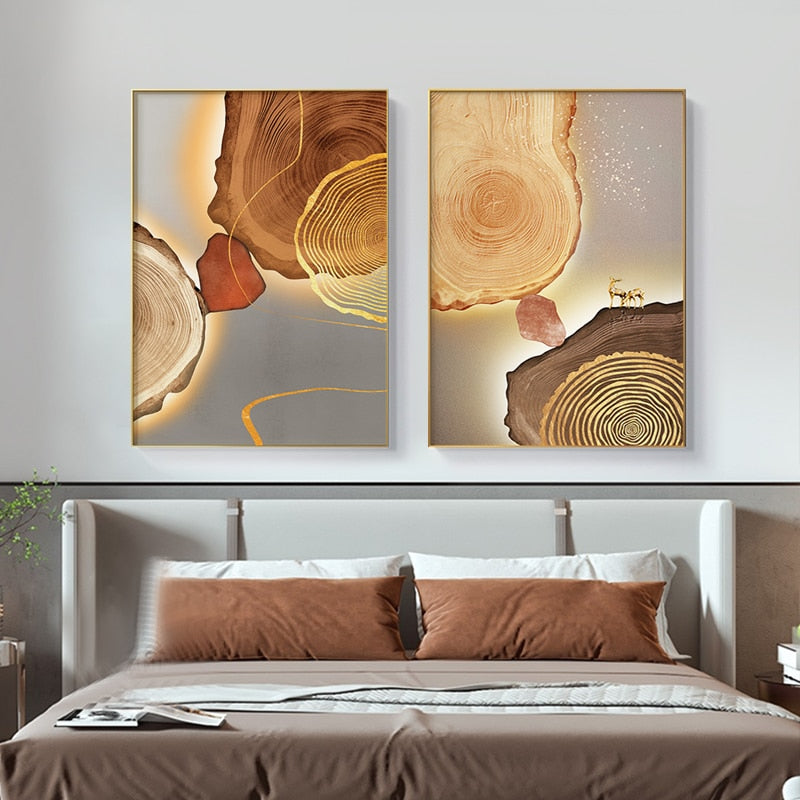 Abstract Gold Foil Annual Ring Canvas Art