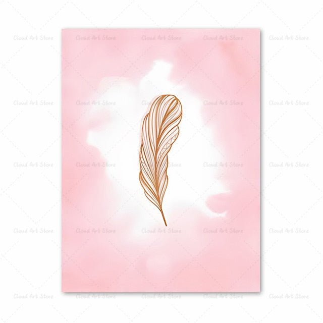 Pink Heart Feather Motivational Canvas Art