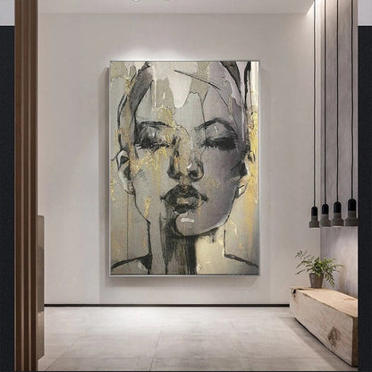 Abstract Women Gold Foil Canvas Art