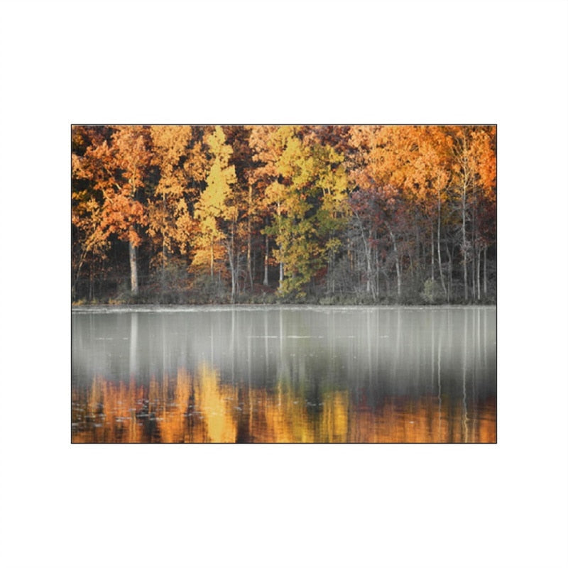 Autumn Forest Pumpkin Maple Leaves Canvas Art