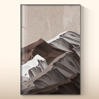 Abstract Brown Gray Mountains Canvas Art