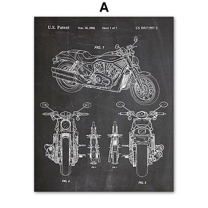 Motorcycle Parts Engine Canvas Art