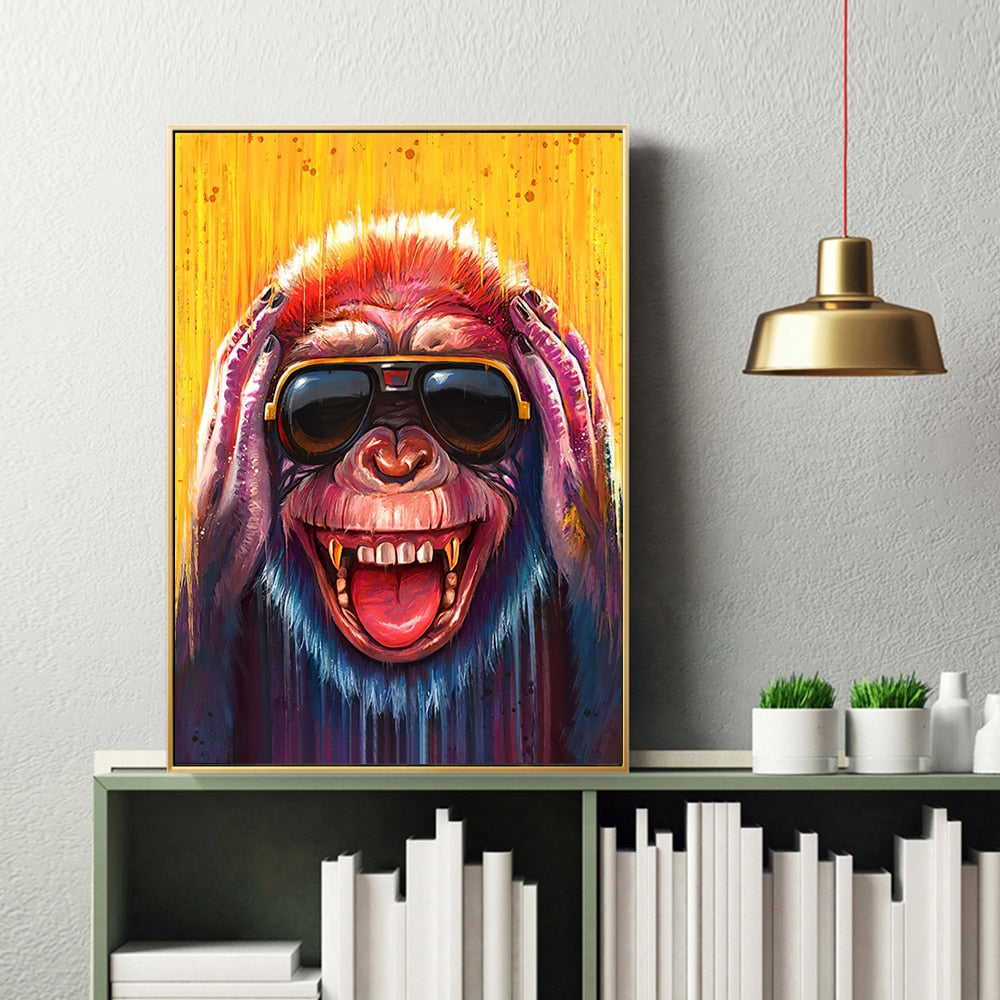 Chimpanzee with Sunglasses Canvas Art