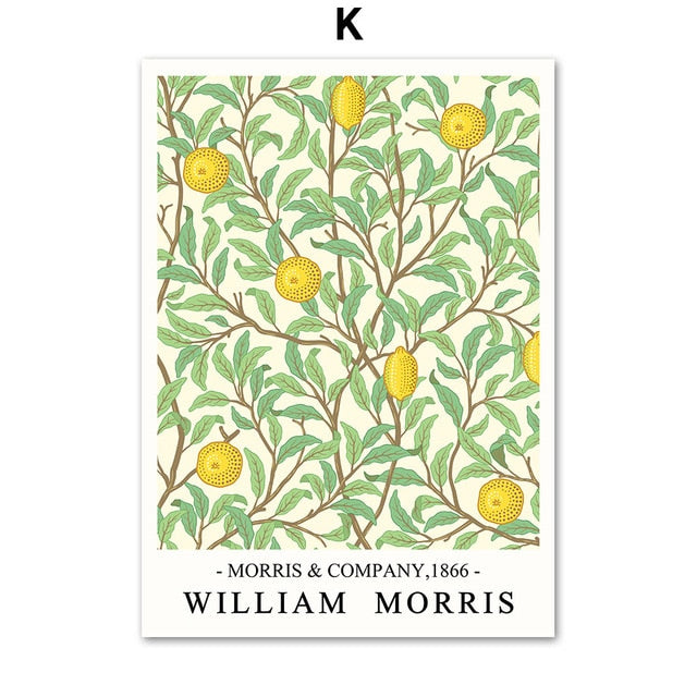 William Morris Plant Leaf Bird Botanical Wall Art Canvas