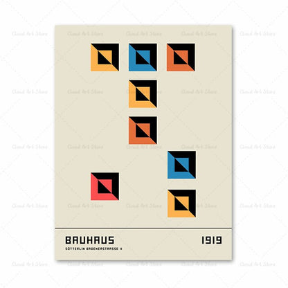 Abstract Bauhaus Geometric Wall Art Canvas