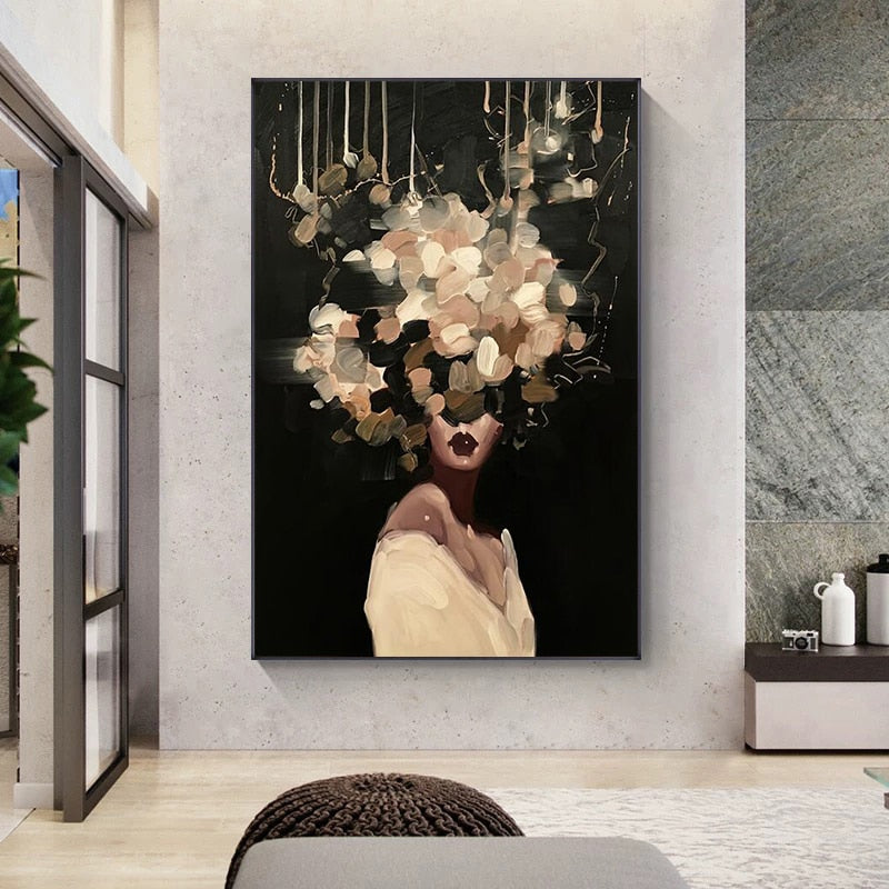 Abstract Flower Woman Oil Painting Canvas Art