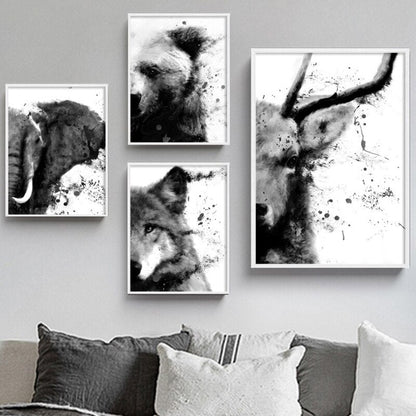 Black and White Fading Animal Canvas Art