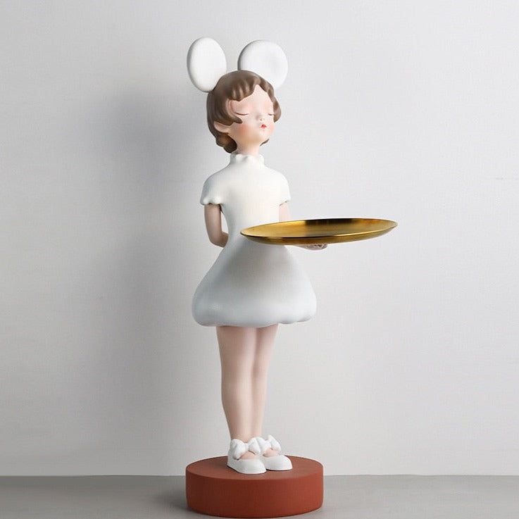 Waitress Statue with Tray