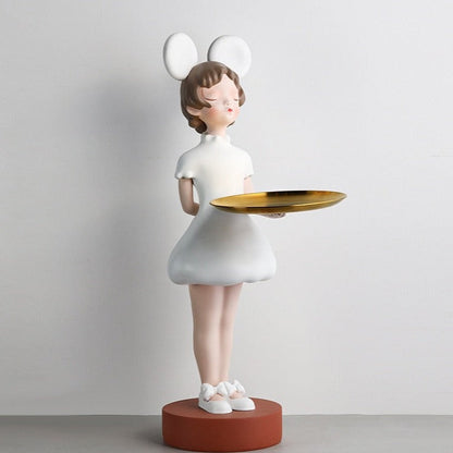 Waitress Statue with Tray