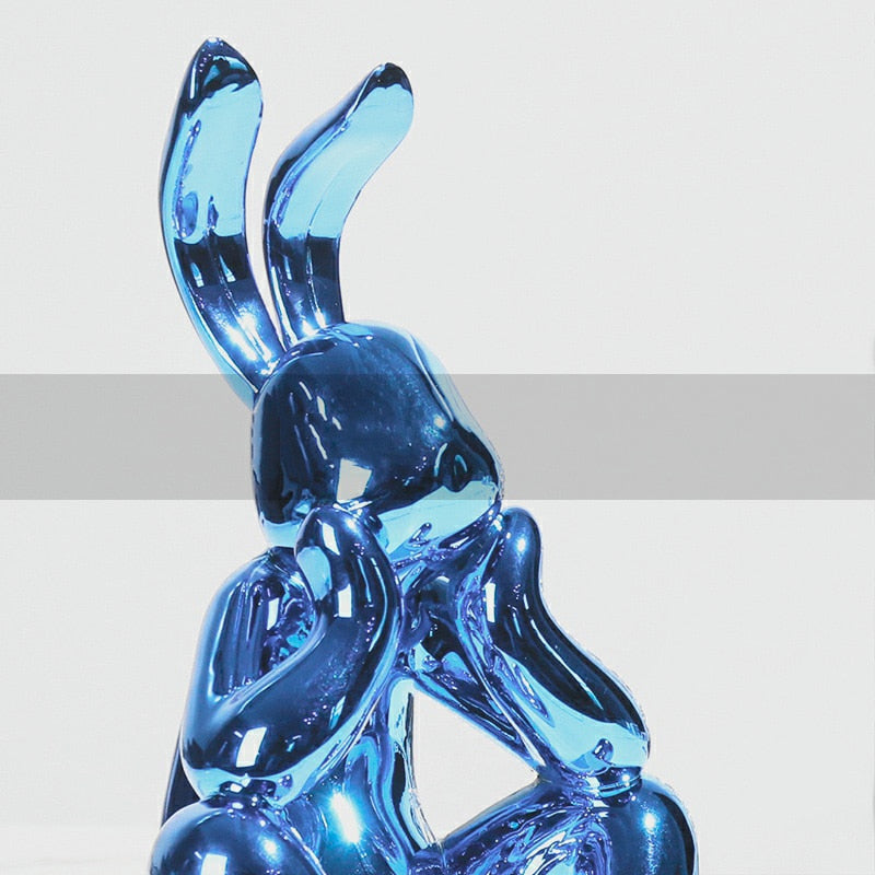 Electroplating Silver Blue Rabbit Figurine